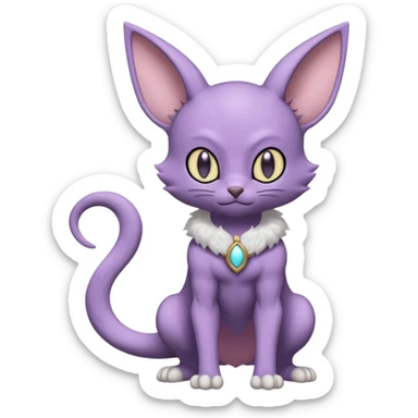 Pastel dull greyish anthropomorphic digitigrade Beerus-Lombax-Venom-Espurr-Minccino-fusion-animal-ET-species-creature, full body  sticker