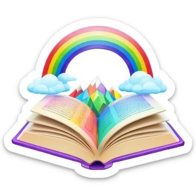 fantasy magic RAINBOW book low poly sticker