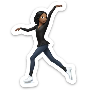 Figure skater white skin black hair sticker