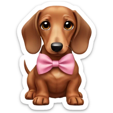 A cute dachshund wearing a bow￼ sticker