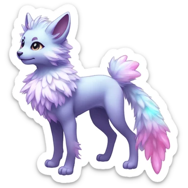 Shiny Sparkly Colorful Fluffy beautiful fantasy Kawaii Ethereal Anthro Sona Fakemon-animal Full Body sticker