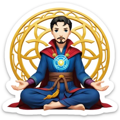 dr strange meditating and searching paths like in avengers movie sticker