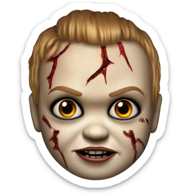 the scarred chucky doll from Bride of Chucky sticker