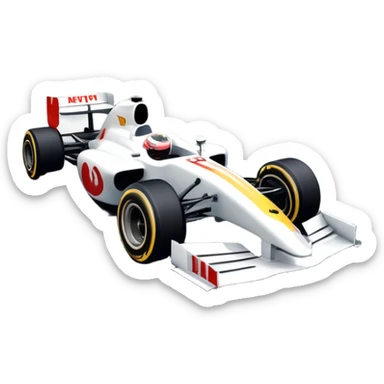 An icon showing a Formula 1 car racing down a track, with the vibrant speed and motion captured in the design. The background features a grand racing stadium with packed stands and winding turns, symbolizing the thrill of high-speed racing. Transparent background highlights the excitement. sticker