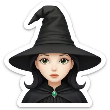 Pretty witch wearing all black and a oversized hat that covers half her face  sticker