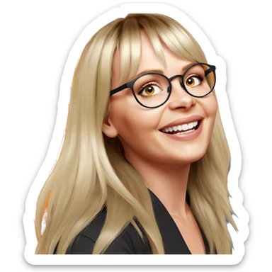 smiling girl with multicolored hair sticker