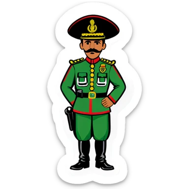 Mexican officer with green uniform  sticker