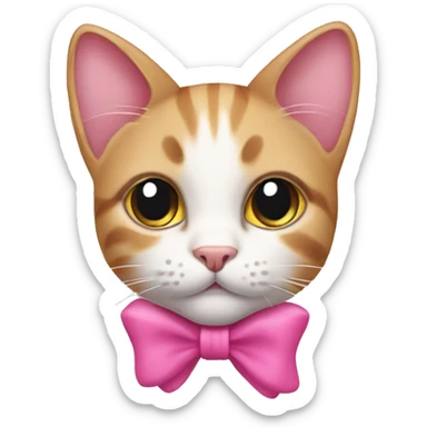 cat with a pink bow on her ear sticker