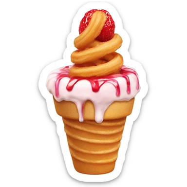 churros in ice cream with strawberry drizzle  sticker