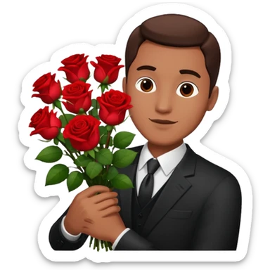 Un homme qui donne un bouquet de roses sticker