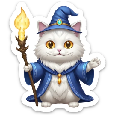 cat wizard casting a spell sticker