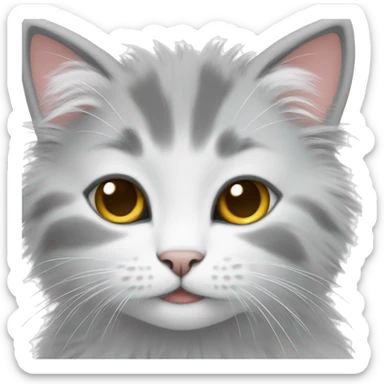 white-gray fluffy kitten sticker