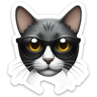Cat black with sunglasses sticker