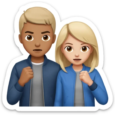 brother and sister fighting modern culture naughty  sticker