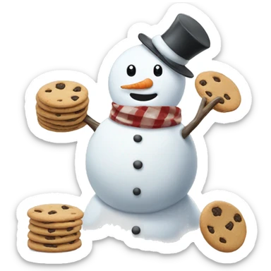 snowman eating cookies  sticker