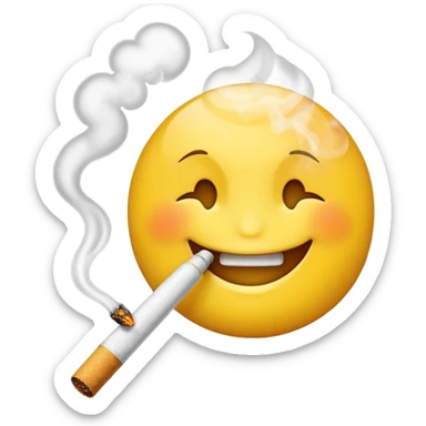 Make an emoji with a smiley face that smokes a cigarette sticker