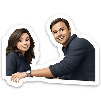 smiling girl with boy outdoors sticker