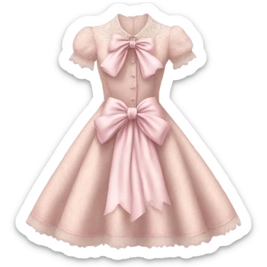 highly detailed pale pink Vintage bow dress with lace and florals  sticker