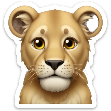 León bebe tierno con pestañas sticker