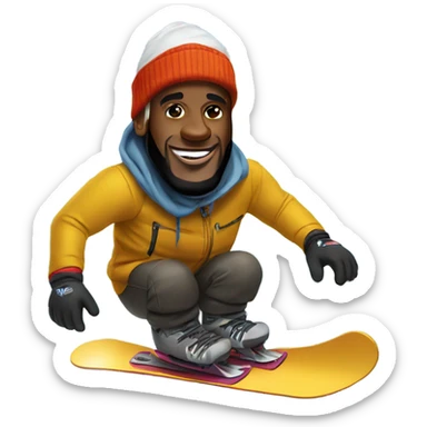 LeBron James snowboarding  sticker