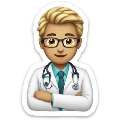 doctor joven sin lentes moreno  sticker