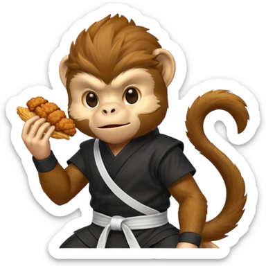 Fried chicken eating a ninja monkey sticker