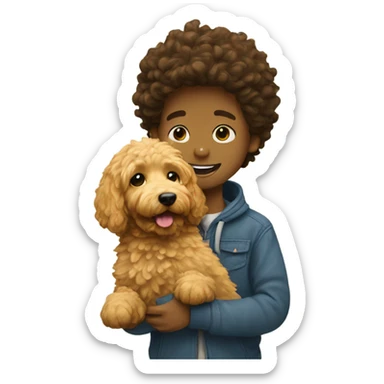 Golden doodle with boy sticker
