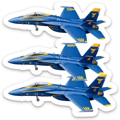 four US Navy Blue Angels f/a-18s performing diamond formation flight maneuver sticker