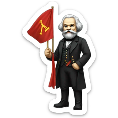 karl marx Holding a coomunism flag in his Hand  sticker