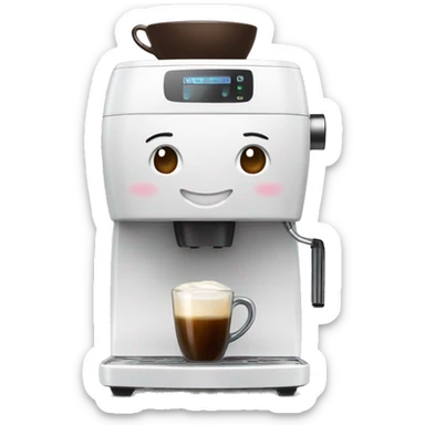 Coffee machine with a mug of coffee and milk  sticker