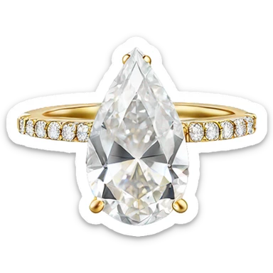 12 carat pear cut diamond engagement ring with small diamonds around the band sticker