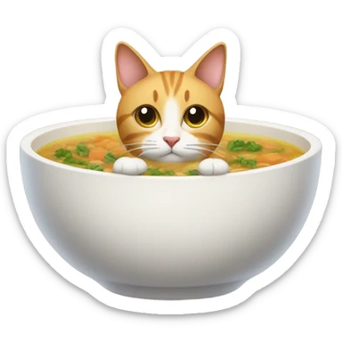 Cat in a bowl of soup sticker
