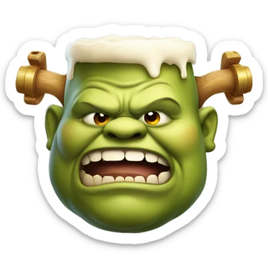 fat ogre head with beer sticker