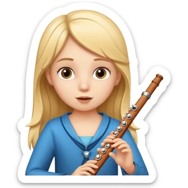 girl kid plays flute sticker