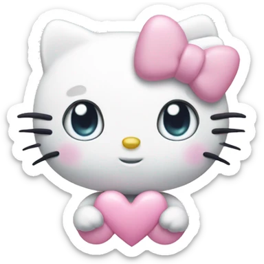 Hello kitty with pastel hearts instead of eyes sticker