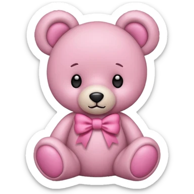 pink bow teddy bear solo sticker