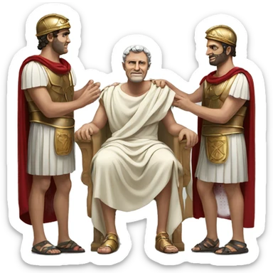 roman emperor with 2 slaves bowing sticker