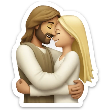 Jesus Hugging a Blonde Girl sticker