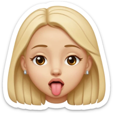 girl naked with eye close and tongue charm sticker