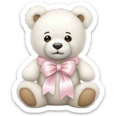 white teddy bear with pastel pink bows sticker