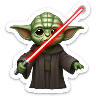 Dark Yoda with a red lightsaber sticker