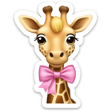 Giraffe with blonde hair and a pink bow  sticker
