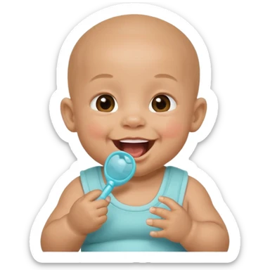 Bébé qui rigole métisse avec une tetine sticker