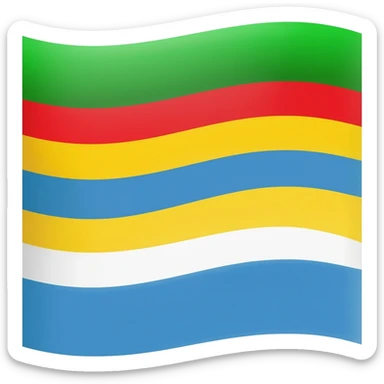 iPhone style emoji flag with five horizontal stripes: green, red, yellow, blue, white. Simple flat colors, clean Apple iOS emoji design. sticker