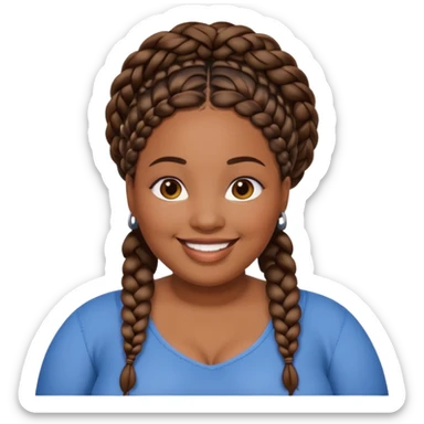 Plus size black woman with braids smiling sticker