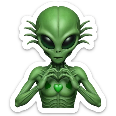 xenomorph from the movie Alien making heart sign with hands sticker