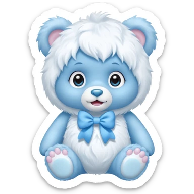 blue baby girl care bear yeti with blue bow sticker