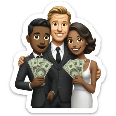 sinatra with one male friend one lady friend and money sticker