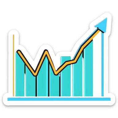 business analytics graph with upward trend sticker