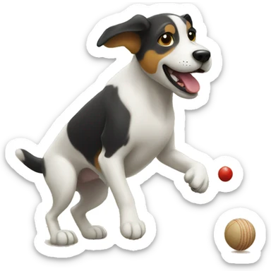 Dog Playing Cricket sticker